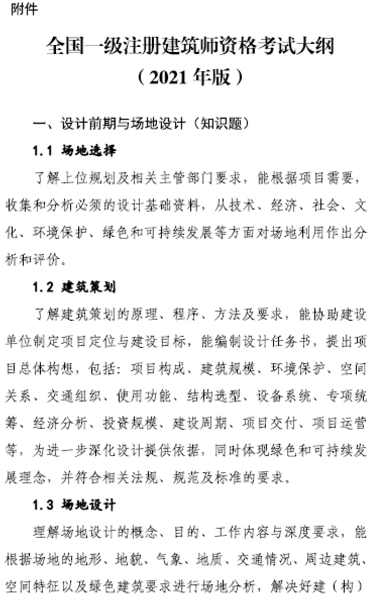 大事件！9門變6門！一級(jí)注冊(cè)建筑師考試大綱（21版）發(fā)布，2023年執(zhí)行！